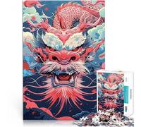 Rompecabezas para Adolescentes de 2000 Piezas Arte de Cabeza de dragón Feroz Difícil Difícil con póster a Juego y Hoja de Trivia 70x100cm