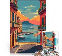 Rompecabezas para Adolescentes de 2000 Piezas Atardecer en el Puerto de Nápoles Juguetes de Juego desafiantes Obra de Arte 70x100cm