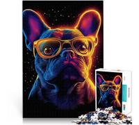 Rompecabezas para Adolescentes de 2000 Piezas Bulldog francés en neón Juego de Preguntas Actividades Divertidas en casa, Regalos de cumpleaños, Regalos de Viaje, 70x100cm