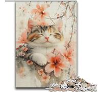 Rompecabezas para Adolescentes de 2000 Piezas con diseño de Gato de Acuarela y Flores de Cerezo Un Juego desafiante para Jugar en Familia Toda la Familia 70x100cm