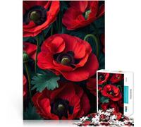 Rompecabezas para Adolescentes de 2000 Piezas Fondo de Amapolas Rojas Juego Familiar para y con póster a Juego y Hoja de Trivia 70x100cm