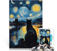 Rompecabezas para Adolescentes de 2000 Piezas Gato de la Noche Estrellada Juego de Preguntas Juguetes de decoración del hogar 70x100cm