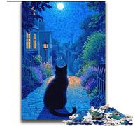 Rompecabezas para Adolescentes de 2000 Piezas: Gato en la Carretera de Noche, Juegos educativos, decoración del hogar, colección de Artistas, Bellas Artes, 70x100cm