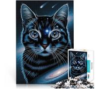 Rompecabezas para Adolescentes de 2000 Piezas Gato Espacial cósmico Corte de precisión Decoración de Pared cumpleaños y Navidad 70x100cm
