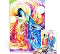 Rompecabezas para Adolescentes de 2000 Piezas Lobo arcoíris aullador Difícil Difícil Actividades Divertidas en casa, Regalos de cumpleaños, Regalos de Viaje, 70x100cm