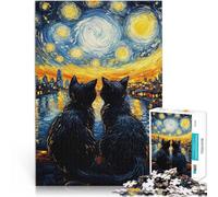 Rompecabezas para Adolescentes de 2000 Piezas Paisaje de Gatos en la Noche Estrellada Juguetes de Juego desafiantes Apto para Parejas 70x100cm