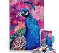 Rompecabezas para Adolescentes de 2000 Piezas Pavo Real Floral Art Nouveau Juego de Preguntas con póster a Juego y Hoja de Trivia 70x100cm