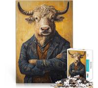 Rompecabezas para Adolescentes de 2000 Piezas Pintura de un Toro con Traje Desafiante Difícil Decoración artística del hogar 70x100cm
