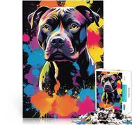 Rompecabezas para Adolescentes de 2000 Piezas Retrato Colorido de un Pitbull Alivio del estrés Decoración hogar 70x100cm