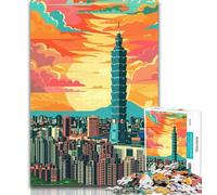 Rompecabezas para Adolescentes de la Ciudad de Taipéi, Taiwán, 1000 Piezas, Juguetes educativos, Juegos antiestrés, Regalos y Juguetes, 26x38cm