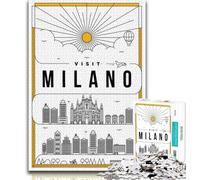 Rompecabezas para Adolescentes de Milán, Italia, Juguetes educativos para el Aprendizaje, Actividades Divertidas en casa, Regalo de cumpleaños, Regalos de Viaje (38x26cm)