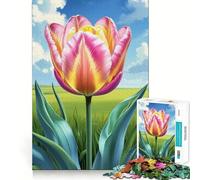 Rompecabezas para Adolescentes de Tulipanes Rosas y Amarillos en Flor, 1000 Piezas, Rompecabezas Mental, Juego Casual y Relajante, Regalo conmovedor (50x75cm)