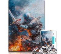 Rompecabezas para Adolescentes: Diez Caballeros ángeles Medievales Rompecabezas para Adolescentes Arte al carbón para Pasar el rato y Decorar el hogar 75x50cm