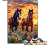 Rompecabezas para Adolescentes Dos Caballos, Juego Familiar para aliviar el estrés, desafío difícil y fomentar el Amor en Pareja tamaño 26x38cm