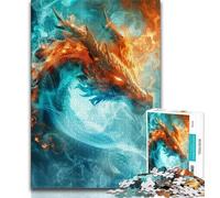 Rompecabezas para Adolescentes dragón de Hielo y Fuego 1000 Piezas para Adultos Juguetes educativos Juegos Familiares para fomentar el Amor en Pareja (26x38cm)