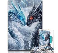 Rompecabezas para Adolescentes dragón de Hielo y Fuego 1000 Piezas para Adultos Juguetes educativos Juegos Familiares para fomentar el Amor en Pareja (50x75cm)