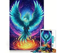 Rompecabezas para Adolescentes Fénix Color Turquesa resurgiendo de Las Llamas de 1000 Piezas Actividad para estimular la Memoria Patrón de Montaje 38x52cm