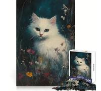 Rompecabezas para Adolescentes Gatito Blanco Entre Flores de 1000 Piezas Ideal para quienes Buscan un pasatiempo Relajante y cómodo Regalar en Navidad (38x26cm)
