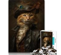 Rompecabezas para Adolescentes: Gato de una Familia aristocrática 1000 Piezas Juguetes de Entretenimiento Familiar con póster a Juego y Hoja de Trivia 75x50cm