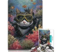 Rompecabezas para Adolescentes, Gato Submarino, Rompecabezas para Adultos, 1000 Piezas, difícil de Aprender, Juguetes educativos, Juegos Familiares, Regalo de cumpleaños, Regalos, 50x75cm