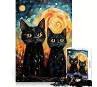 Rompecabezas para Adolescentes Gatos bajo Las Estrellas de 1000 Piezas Estimula la lógica,es fácil de armar y es Muy Divertido Cierre sin Costuras Regalo Ideal para Cualquier ocasión (38x26cm)