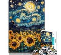 Rompecabezas para Adolescentes: Girasoles bajo el Cielo Estrellado, 1000 Piezas, decoración artística de Pared y Regalo de cumpleaños para Amigos, Oficina en casa, 26x38cm