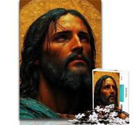 Rompecabezas para Adolescentes Golden Jesus de 1000 Piezas para Adultos Juguetes de Entretenimiento Familiar con póster a Juego y Hoja de Trivia de 38x26cm