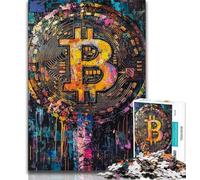Rompecabezas para Adolescentes: Grafiti de Bitcoin 1000 Piezas Juguetes de Entretenimiento Familiar con póster y Hoja de Trivia a Juego 38x26cm