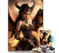 Rompecabezas para Adolescentes: Hermosa Dama Demonio con alas Rompecabezas para Pasar el rato en casa con Piezas aleatorias Que se entrelazan (tamaño 38x26cm)