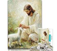 Rompecabezas para Adolescentes: Jesús y la Oveja, 1000 Piezas, para Adultos y Adolescentes, Juego Familiar, antiestrés, desafío difícil, Regalo de Amigo Secreto, 26x38cm