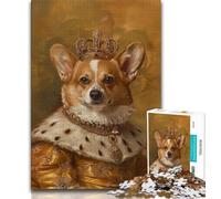 Rompecabezas para Adolescentes King Shiba Inu 1000 Piezas para Adultos con póster a Juego y Hoja de Trivia para Mayores de 14 años 75x50cm