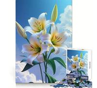 Rompecabezas para Adolescentes Lirios Blancos contra un Cielo Nublado de 1000 Piezas Ideal para ejercitar la Memoria, Relajarse y Disfrutar de un Ajuste Acogedor (38x52cm)