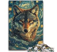 Rompecabezas para Adolescentes Lobo bajo el Cielo Nocturno, Juego desafiante, Juguetes, decoración de Pared, cumpleaños y Navidad, 26x38cm