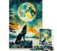 Rompecabezas para Adolescentes Lobo de Doble exposición de 1000 Piezas, para estimular la Memoria, Relajarse y Disfrutar del Tiempo Libre Corte Exacto Regalo de cumpleaños (38x52cm)