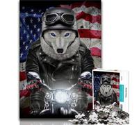 Rompecabezas para Adolescentes: Lobo en Motocicleta 1000 Piezas para Adultos y Adolescentes Juguetes educativos Juegos antiestrés Lista de Deseos con Papá Noel (38x26cm)