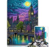 Rompecabezas para Adolescentes: Londres de Noche, 1000 Piezas, para Adultos y Adolescentes, Juguetes educativos, Juegos antiestrés, Lista de Deseos con Papá Noel, 75x50cm
