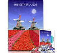 Rompecabezas para Adolescentes: Molino de Viento holandés,1000 Piezas,Rompecabezas para Adultos y Adolescentes,Ideal para aliviar el estrés,Pasar el rato y Pasar el rato,Regalo Divertido de 75x50cm