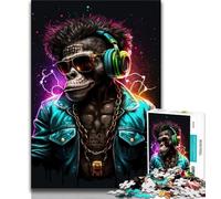 Rompecabezas para Adolescentes Monkey DJ de 1000 Piezas Juguetes educativos decoración única para el hogar y Regalos (26x38cm)