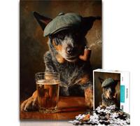 Rompecabezas para Adolescentes: Perro Pastor fumando, 1000 Piezas, Adultos, Juego desafiante y Familiar, interacción Entre Padres e Hijos, 75x50cm
