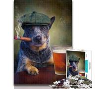 Rompecabezas para Adolescentes: Perro Pastor fumando, 1000 Piezas, para Adultos y Adolescentes, Arte al carbón, para Pasar el rato y Decorar el hogar, 50x75cm