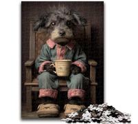 Rompecabezas para Adolescentes: Perro Tomando café, 1000 Piezas Un Juego desafiante, Toda la Familia (75x50cm)