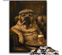 Rompecabezas para Adolescentes: Perro Viejo fumando, para aliviar el estrés y Matar el Tiempo en casa, con póster a Juego y Hoja de Trivia de 70x100cm