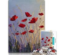 Rompecabezas para Adolescentes, Pintura al óleo de Flor de Amapola, para Adultos, decoración artística de Pared y Regalo de cumpleaños para Amigos, Oficina en casa (tamaño 75x50cm)