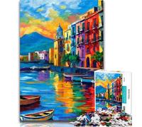 Rompecabezas para Adolescentes: Pintura de la Costa de Nápoles, Italia Rompecabezas de 1000 Piezas para Adultos y Adolescentes, para decoración del hogar a Partir de 14 años 26x38cm