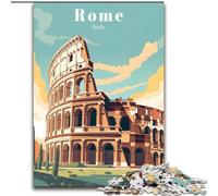 Rompecabezas para Adolescentes: Póster de Viaje de Roma e Italia, Apto para Mayores de 14 años, Juegos educativos para el hogar, Juguetes de Bricolaje, Obras de Arte, Regalo, 26x38cm