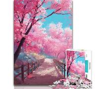 Rompecabezas para Adolescentes Puente bajo los cerezos en Flor 1000 Piezas Toda la Familia 75x50cm