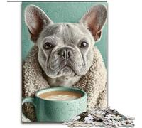 Rompecabezas para Adolescentes Pug Tomando café, Juguetes de Entretenimiento Familiar, Juego Educativo para cumpleaños y Navidad, para Mayores de 14 años (tamaño 26x38cm)