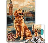 Rompecabezas para Adolescentes, Retrato de Golden Retriever, 1000 Piezas, Juegos educativos, decoración del hogar, Ideal para Escritorio (tamaño 38x26cm)