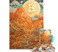 Rompecabezas para Adolescentes Rompecabezas Bitcoin Sunrise de 1000 Piezas para Adultos Juegos Divertidos Que mejoran la Memoria Juegos desafiantes Regalos (tamaño 50x75cm)