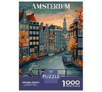 Rompecabezas para Adolescentes Rompecabezas De 1000 Piezas Amsterdam Canal Sunset Juegos Relajantes Desafío Difícil Actividades Divertidas En Casa 52x38cm/1000pcs